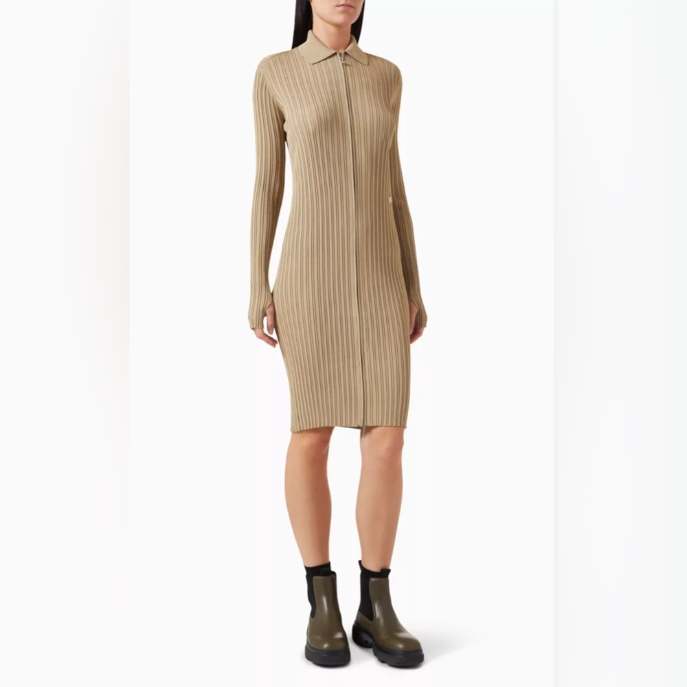 NWT Burberry Rib Knit Midi Dress in Nylon Blend - XS